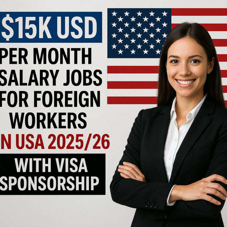 15k USD Per month Salary Jobs for Foreign Workers In USA 202526 With Visa Sponsorship