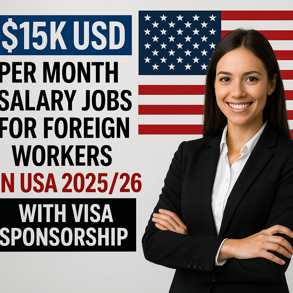 15k USD Per month Salary Jobs for Foreign Workers In USA 202526 With Visa Sponsorship